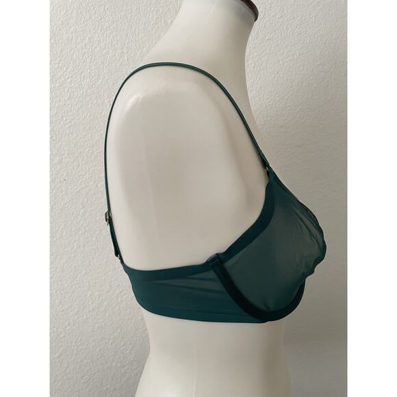 Cuup Lingerie Bra Plunge The Scoop Semi Sheer Green Intimates - Picture 5 of 9